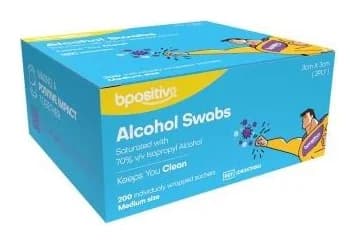 bpositive Alcohol Swabs 70% Isopropyl — 2-Ply (Box of 200)