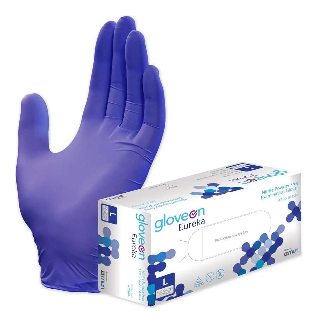 GloveOn Eureka dark blue nitrile examination gloves with box of 300 — Large