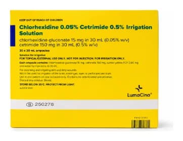Chlorhexidine 0.05% + Cetrimide 0.5% Irrigation 30 mL — Box of 30