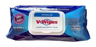 Whiteley V-Wipes Hospital-Grade Disinfectant Wipes — Flat Pack of 80