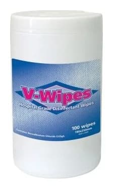 Whiteley V-Wipes Hospital-Grade Disinfectant Wipes — Tub of 100