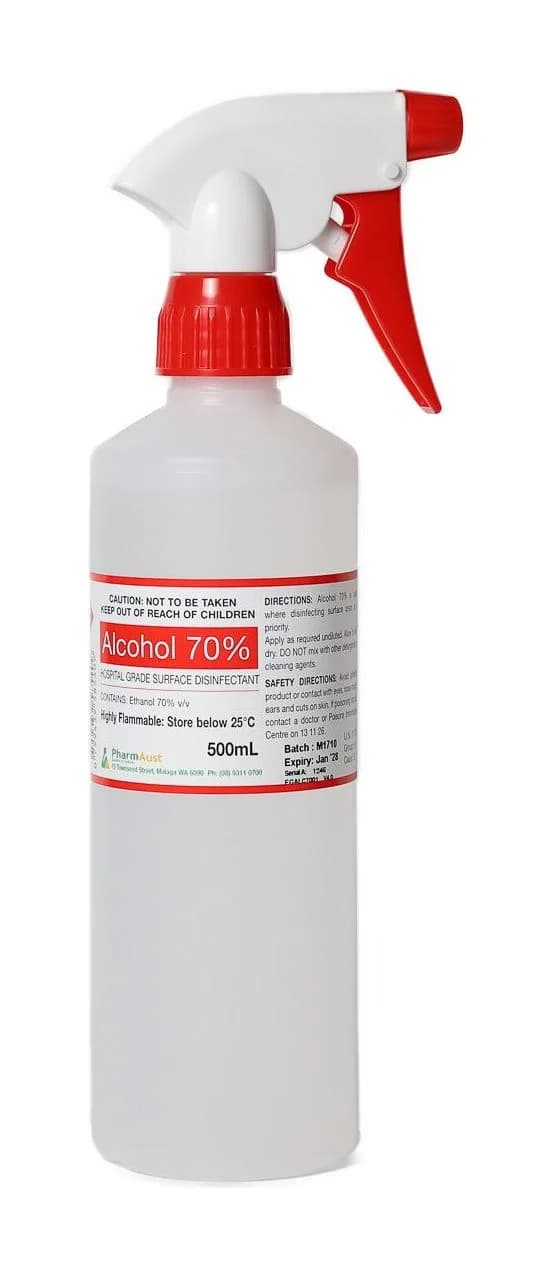Alcohol 70% Hospital-Grade Surface Disinfectant 500 mL Spray — Carton of 24