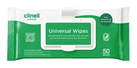 Clinell Universal Wipes — Clip Pack of 50