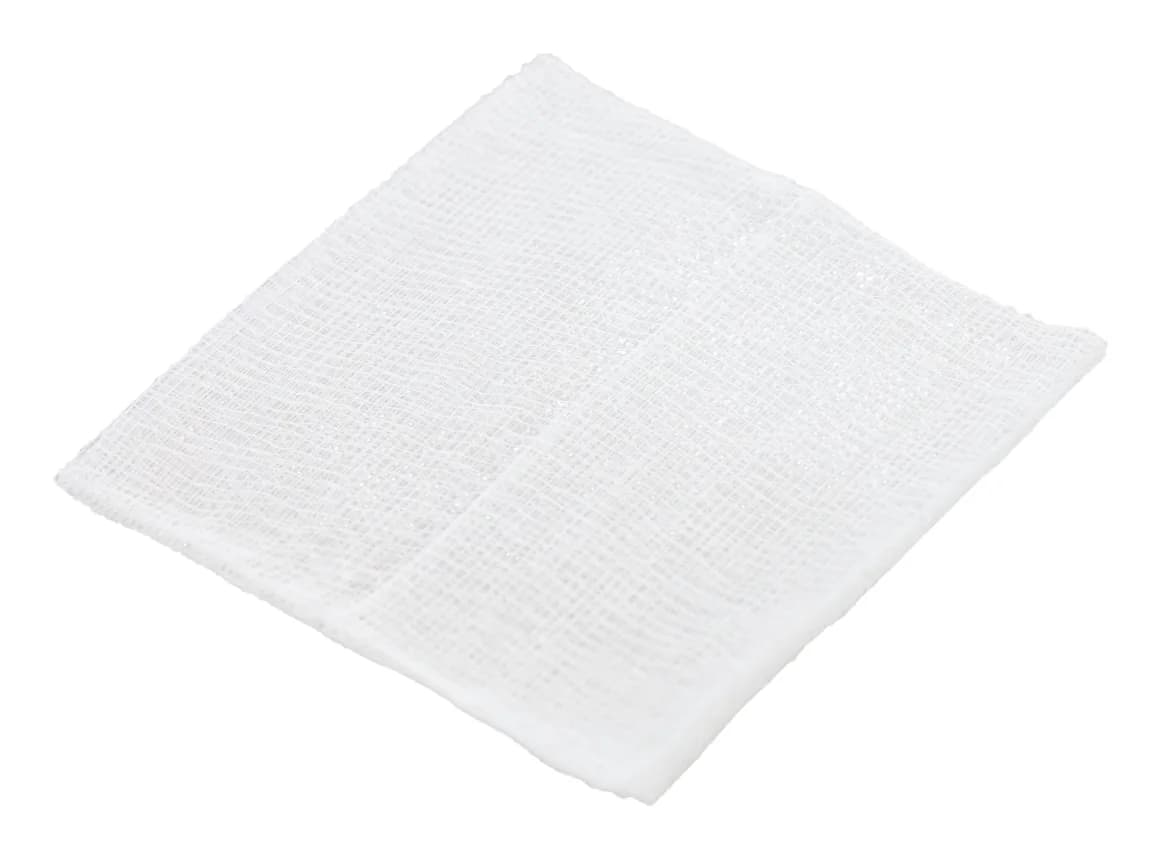 White cotton gauze swabs 7.5 x 7.5 cm, non-sterile pack of 100, code 12-333