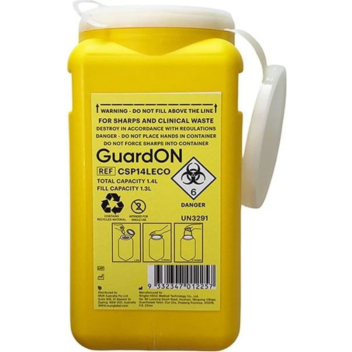 GuardON 1.4 L Portable Sharps Container — Carton of 20
