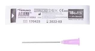 Terumo Agani Blunt Fill Drawing-Up Needles — 18G × 38 mm (Box of 100)